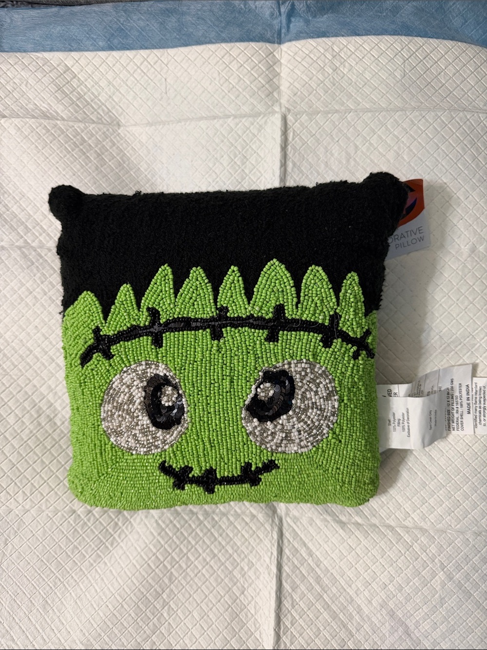 Frankentstein beaded Decorative Pillow